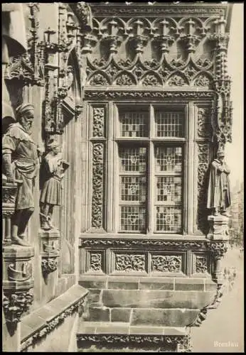 Postcard Breslau Wrocław Erker an der Südseite. Rathaus 1965