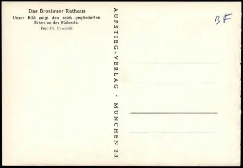 Postcard Breslau Wrocław Erker an der Südseite. Rathaus 1965
