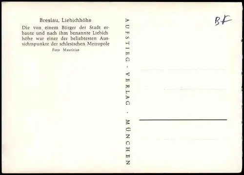 Postcard Breslau Wrocław Liebichshöhe 1968