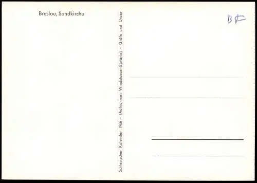 Postcard Breslau Wrocław Sandkirche - Innen 1966