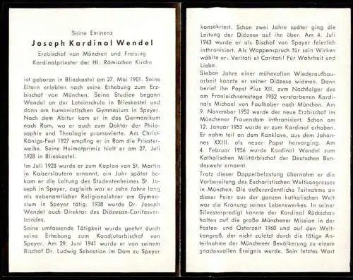 Portrait Geistliche - Kirche Religion Joseph Kardinal Wendel 1968