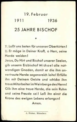 Michael Kardinal Faulhaber Erzbischof München Geistliche Kirche Religion 1960