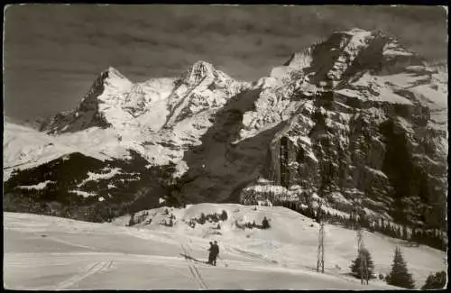 Ansichtskarte Mürren Berner Oberland Skilift Maulerhubel 1958