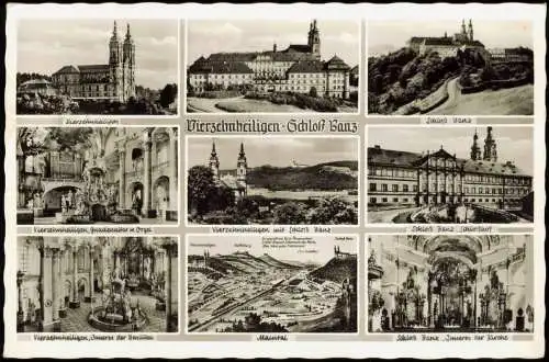 Ansichtskarte Bad Staffelstein Mehbildkarte Kirche Schloß Banz 1954