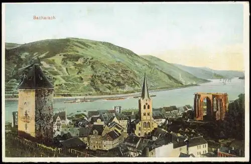 Ansichtskarte Bacharach Stadtblick 1907