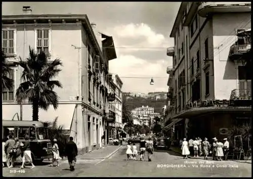 Cartolina Bordighera Via Roma e Corso Italia - Fotokarte 1968