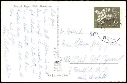 Ansichtskarte Zwiesel Pfarrkirche - Altar 1963