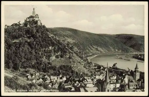 Ansichtskarte Braubach Stadt und Marksburg 1955
