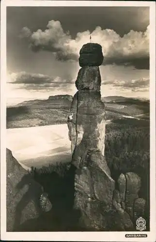 Barbarine am Pfaffenstein 1937 Walter Hahn:615 Stempel Lichtenhainer Wasserfall
