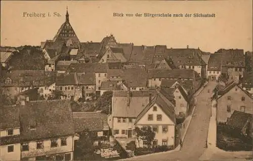 Freiberg (Sachsen) Blick von der Bürgerschule nach der Südstadt 1913