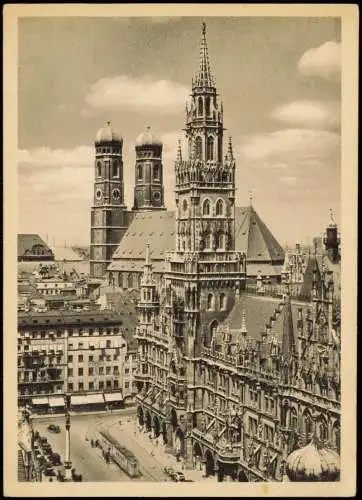 Ansichtskarte München Straßenbahn am Rathaus Frauenkirche 1939