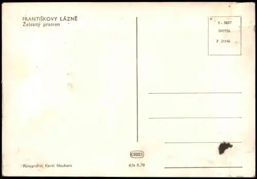 Postcard Franzensbad Františkovy Lázně Železitý pramen 1962