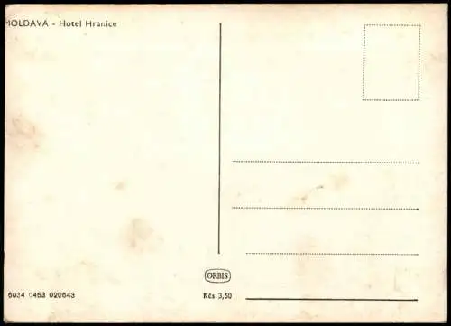 Postcard Moldau Moldava Hotel Hranice 1962