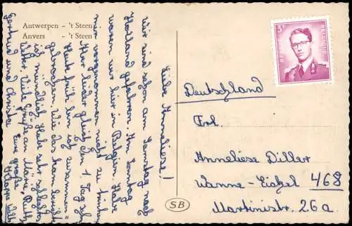 Postkaart Antwerpen Anvers Le Steen 1968