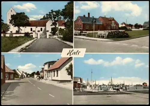 Postcard Hals (Dänemark) 4 Bild Kirche Markt Straße Hafen 1968  Danmark