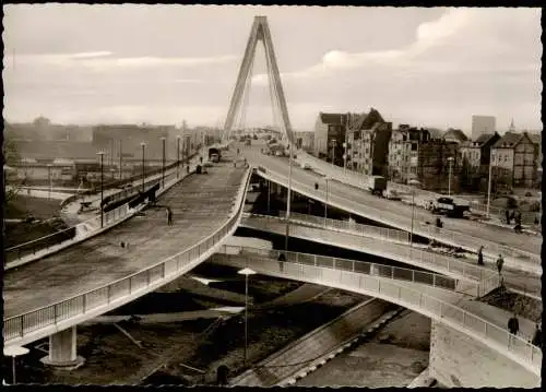 Köln Severinsbrücke Ab- und Auffahrten von Köln-Deutz aus gesehen 1961