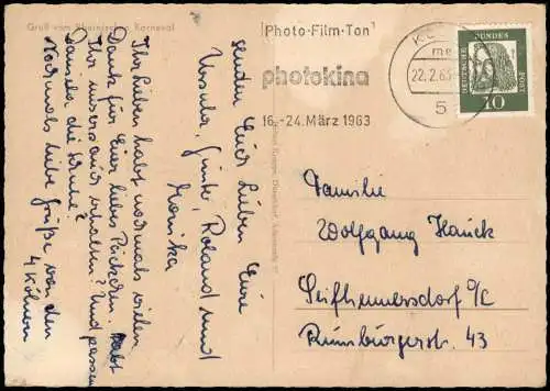 Ansichtskarte Köln Rheinischer Karneval 4 Bild Funken Garde 1963