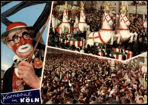 Ansichtskarte Köln 3 Bild Karneval Umzug 1960