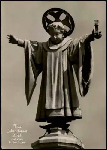 Ansichtskarte München Münchener Kindl auf dem Rathausturm 1964