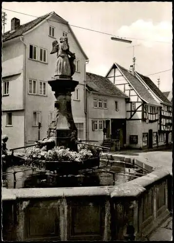 Ansichtskarte Laubach (Hessen) Strassen Partie am Brunnen Engelsbrunnen 1965