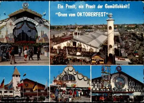 Ansichtskarte München Oktoberfest Mehrbildkarte Bierzelte 1982