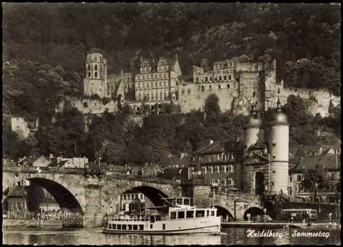 Ansichtskarte Heidelberg Stadt, Sommertag Ausflugsschiff 1960