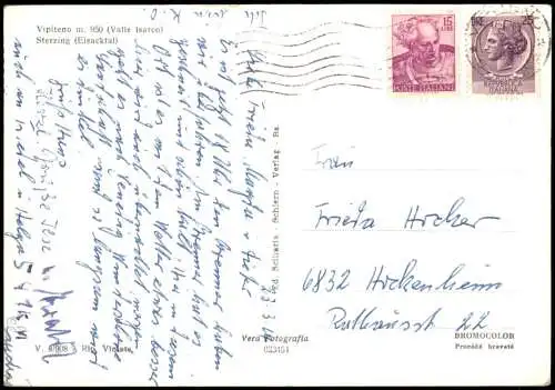 Cartolina Sterzing Vipiteno Straßenpartie Motorräder 1964