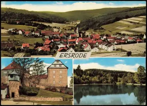 Ansichtskarte Ersrode-Ludwigsau 3 Bild Stadt Schloß Teich 1971