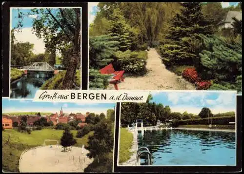 Ansichtskarte Bergen (Lk Celle) 4 Bild Park Schwimmbad Spielplatz 1971