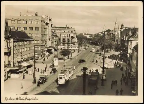 Ansichtskarte St. Pauli-Hamburg Reeperbahn Straßenbahn 1942