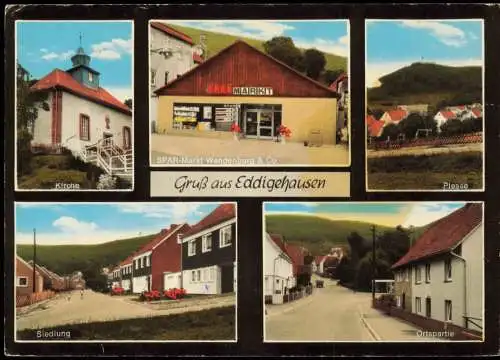 Ansichtskarte Eddigehausen Kirche SPAR-Markt Plesse Siedlung MB 1982