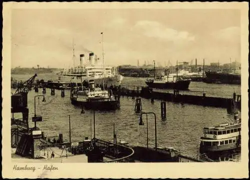 Ansichtskarte Hamburg Hafen Schiffe Dampfer 1953