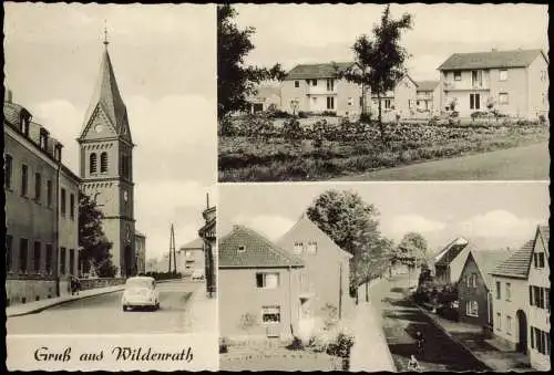 Ansichtskarte Wildenrath-Wegberg 3 Bild Straßen und Kirche 1961