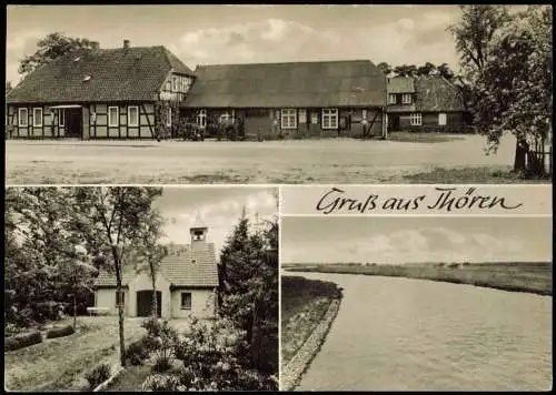Ansichtskarte Thören-Winsen (Aller) 3 Bild Stadtpartie Fluß 1968