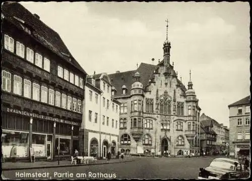 Ansichtskarte Helmstedt BRAUNSCHWEIGER ZEITUNG REISEBüRO am Rathaus 1961