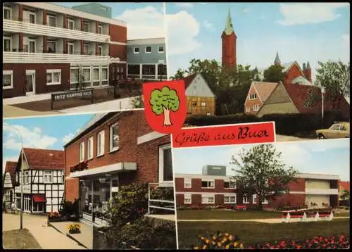 Ansichtskarte Buer-Melle 4 Bild Fritz Kamping Haus, Kirche, Apotheke 1977