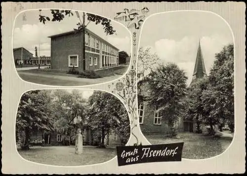 Ansichtskarte Asendorf 3 Bild Schule Kriegerdenkmal Kirche 1969