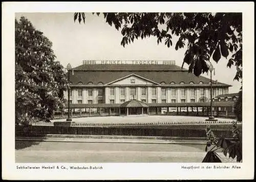 Biebrich-Wiesbaden Sektkellerei Henkell Hauptfront in der Biebricher Allee 1954