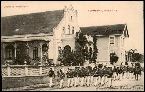 Postcard Blumenau Brasilien Parade Stadtplatz 9 Deutsche Kolonie Brasil   1914