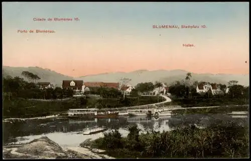 Postcard Blumenau Brasilien Stadtplatz 10. Hafen Deutsche Kolonie Brasil  1911