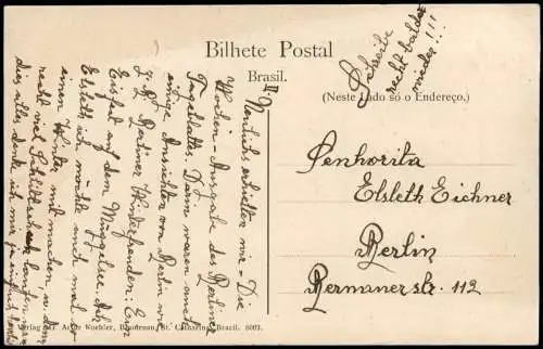 Postcard Blumenau Brasilien Stadtplatz 10. Hafen Deutsche Kolonie Brasil  1911