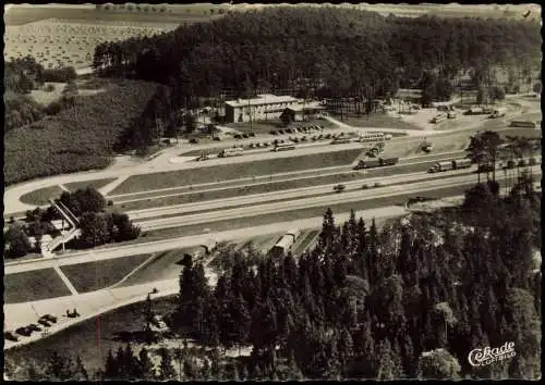 Ansichtskarte Pfungstadt Luftbild Autobahnraststätte - Fotokarte 1957