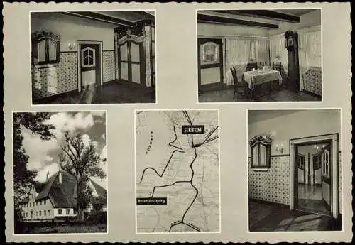 Ansichtskarte Husum Gaststätte Roter Haubarg - 4 Bild Oldenswort 1971