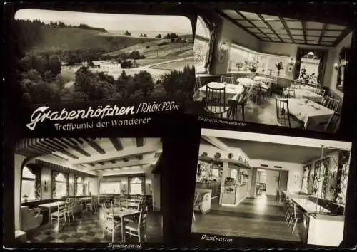 Poppenhausen (Wasserkuppe) 4 Bild Grabenhöfchen Rhön Gastraum Speisesaal 1965