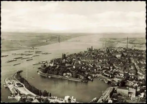 Ansichtskarte Emmerich (Rhein) Luftbild Schiffe Stadt Hafen 1965