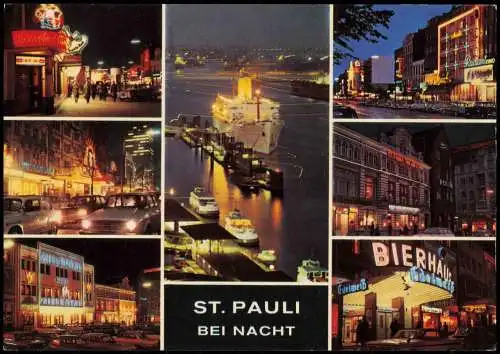 St. Pauli-Hamburg Bei Nacht Lechtreklame Zillertal Bierhalle u.a. 1978