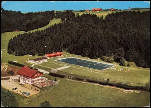 Ansichtskarte Haldenwang (Allgäu) Luftbild Hotel-Café Honold Schwimmbad 1964
