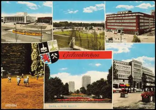 Ansichtskarte Gelsenkirchen MB: Revierpark, Sparkasse, Hotel Maritim 1977