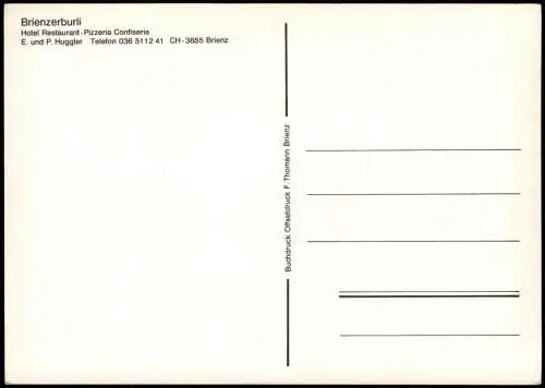 Brienz BE Brienzerburli Hotel Restaurant-Pizzeria Confiserie 1965