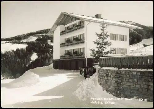 Ansichtskarte Haus im Ennstal Pension Knaplhof im Winter 1968